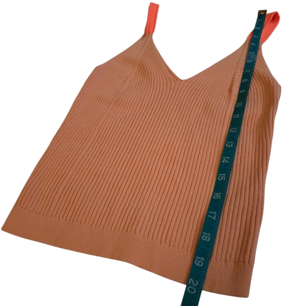 J. Crew Ribbed V Neck Knit Tank Top Peach S - Picture 5 of 8